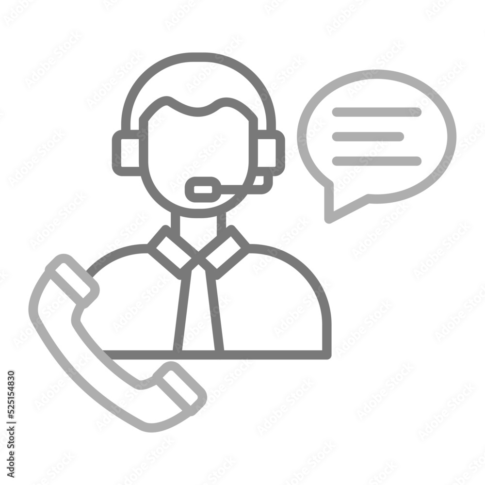 Customer Service Greyscale Line Icon Customer Service Greyscale Line Icon