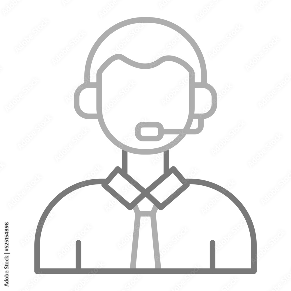 Call Center Agent Greyscale Line Icon Call Center Agent Greyscale Line Icon