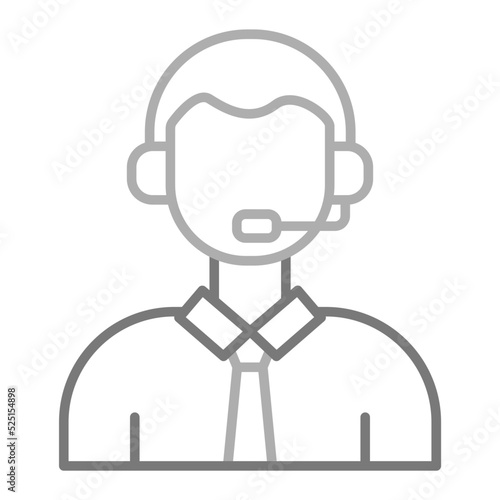 Call Center Agent Greyscale Line Icon