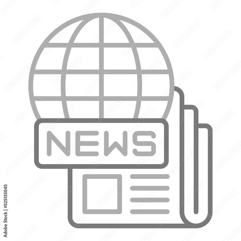 Global News Greyscale Line Icon Global News Greyscale Line Icon