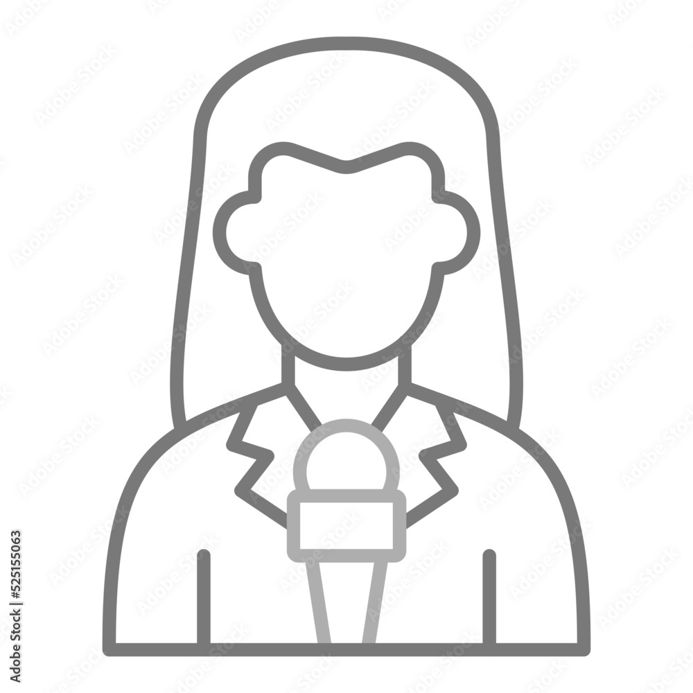 Journalist Greyscale Line Icon Journalist Greyscale Line Icon