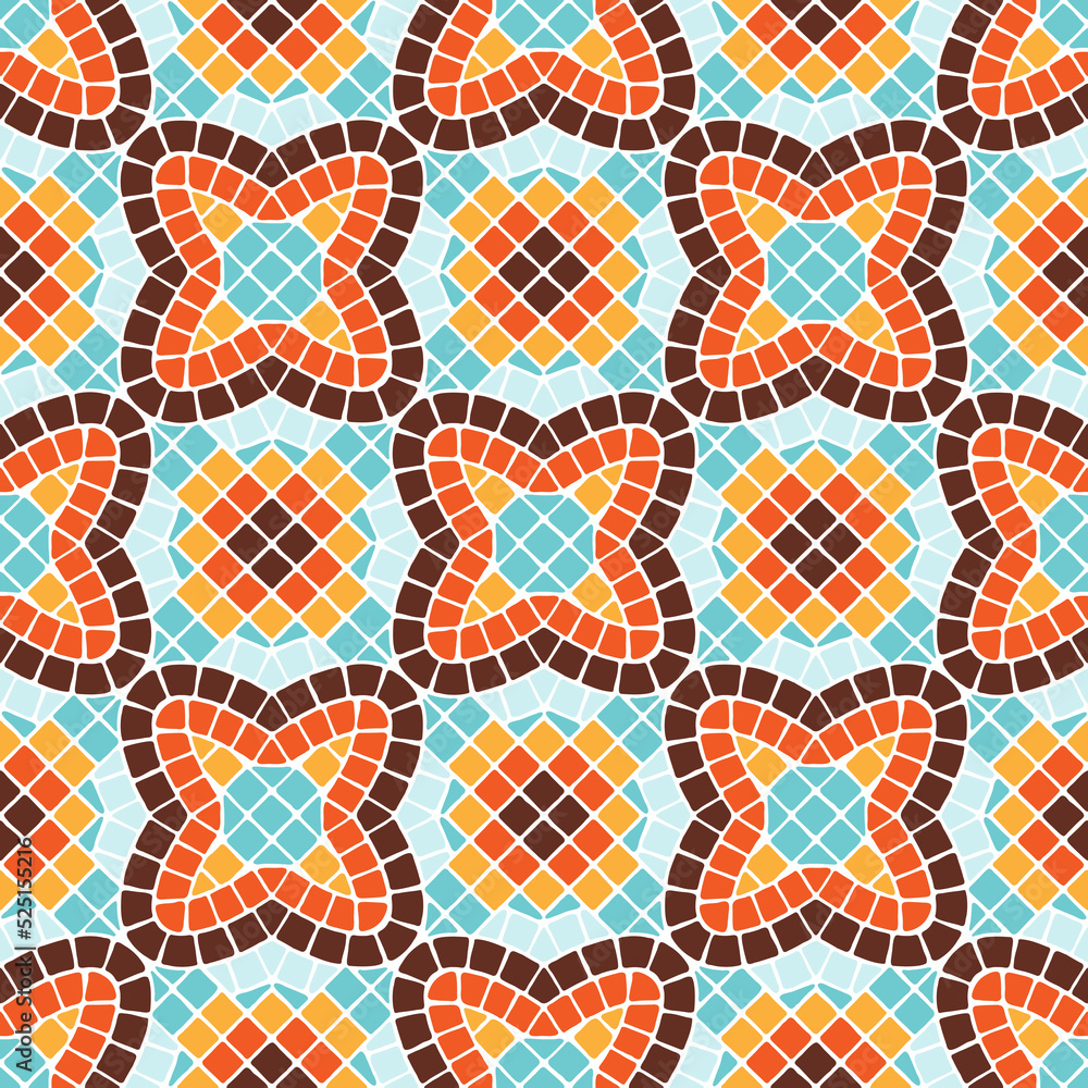 Fototapeta premium Ancient mosaic seamless pattern. Decorative antique stone ornament.