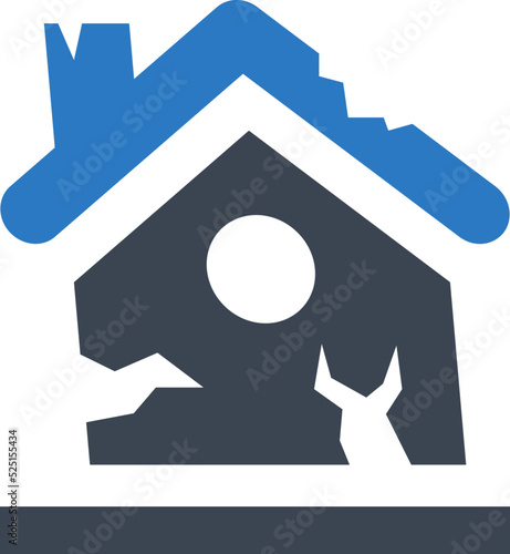 Home earthquake damage icon
