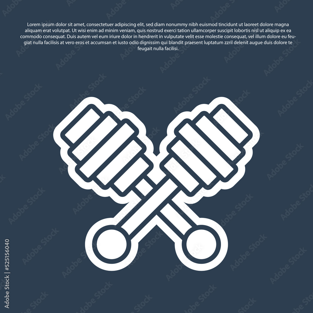 Blue line Honey dipper stick icon isolated on blue background. Honey ladle. Vector