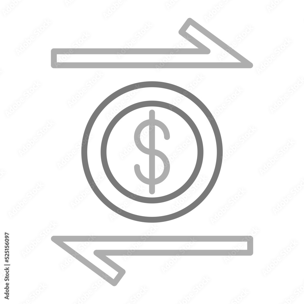 Money Transfer Greyscale Line Icon Money Transfer Greyscale Line Icon