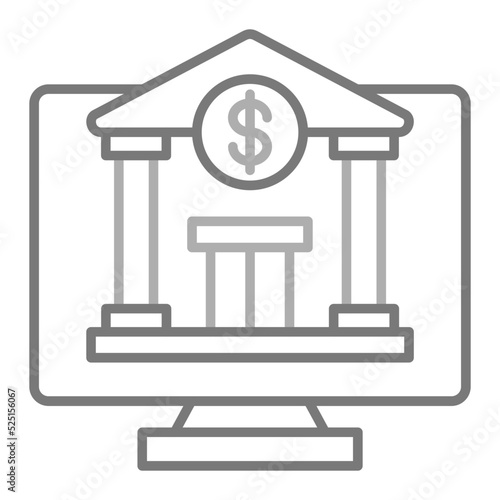 Online Banking Greyscale Line Icon