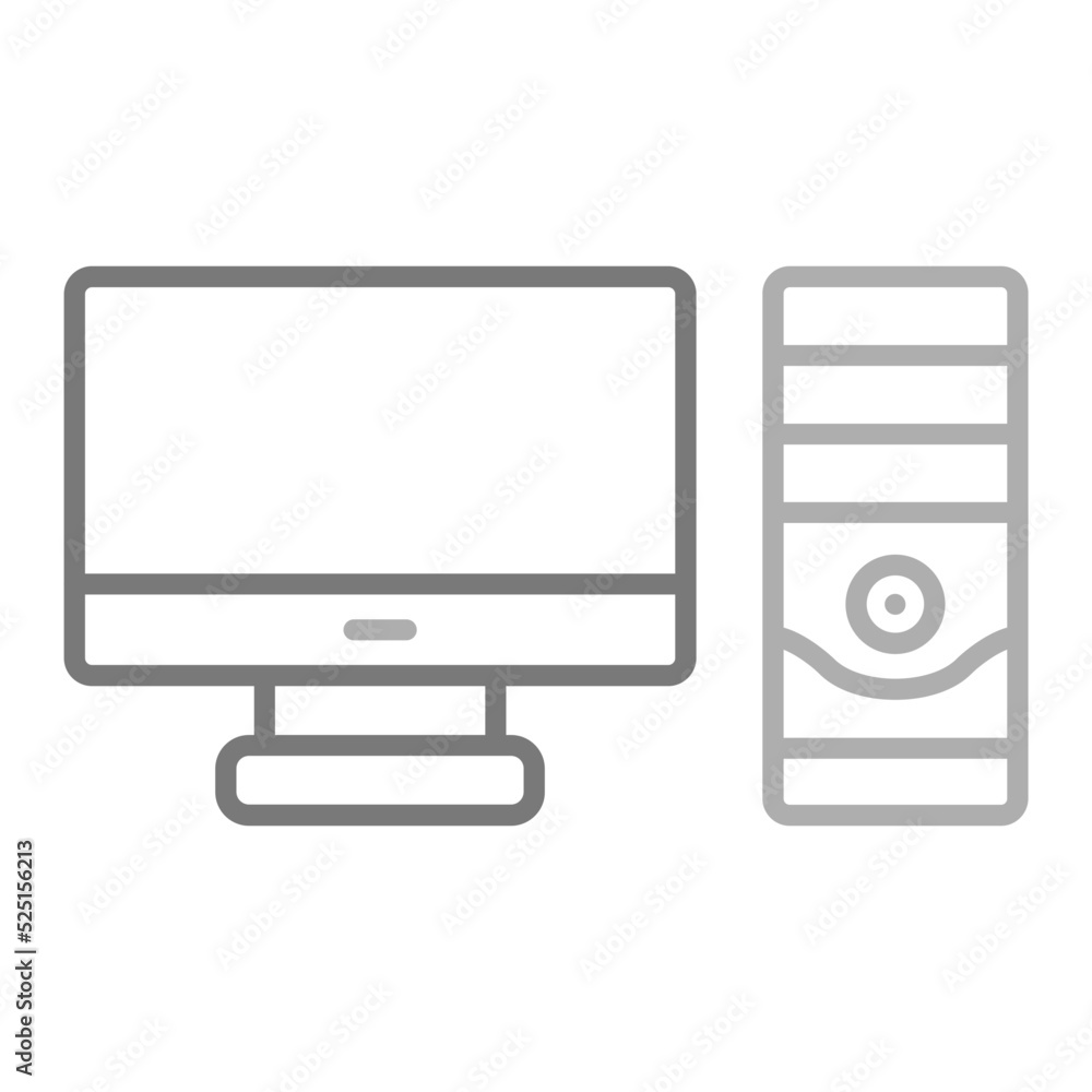 Computer Greyscale Line Icon Computer Greyscale Line Icon