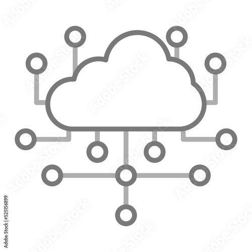 Cloud Computing Greyscale Line Icon