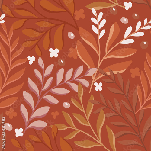 Hand drawn floral pattern. Seamless leaves vector background. Elegant colorful template for fashion print  fabric or wallpaper.