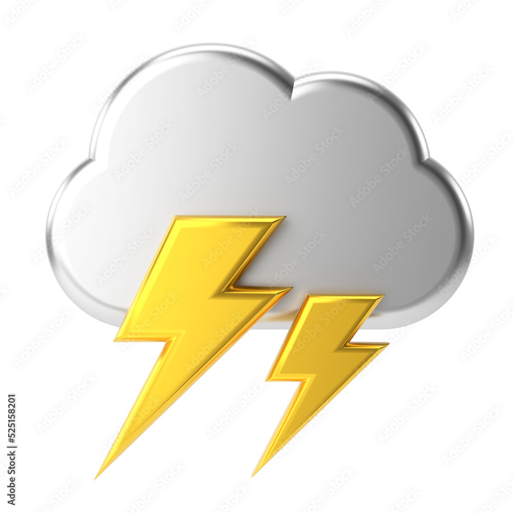 Lightning. 3D weather icon. 3D climate icon. 3D element. Lightning. 3D weather icon. 3D climate icon. 3D element.