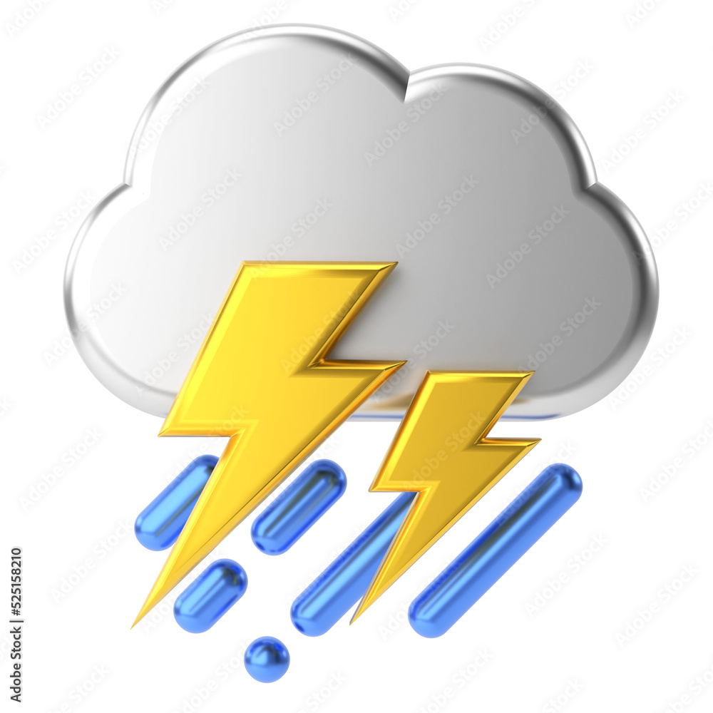 Thunderstorm. 3D weather icon. 3D climate icon. 3D element. Thunderstorm. 3D weather icon. 3D climate icon. 3D element.