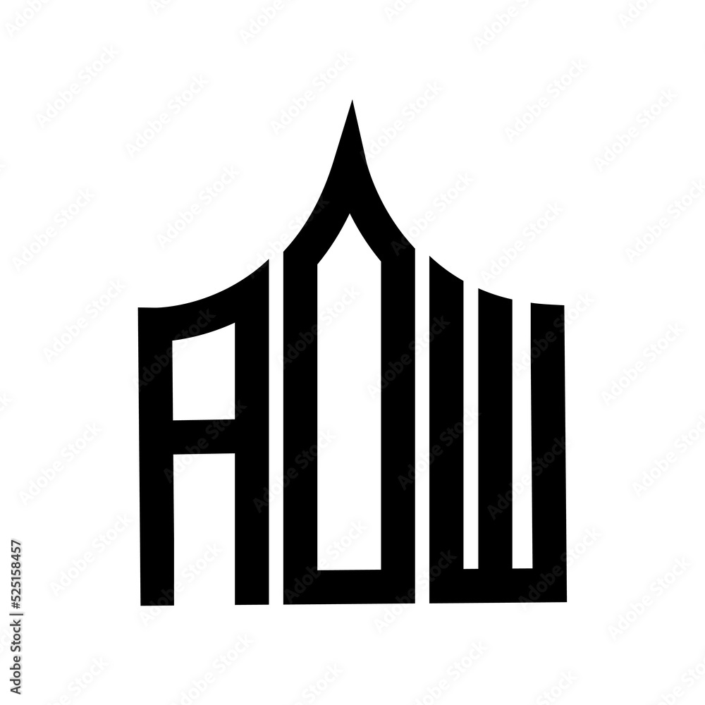 AOW letter logo design on black background.AOW creative initials