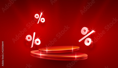 Podium percentage, flyer event product. sale off banner. Vector