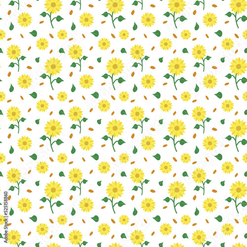 Floral pattern with sunflowers. Texture for fabric, dough, wrapping paper, decor.