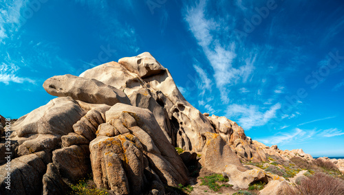Paesaggio naturale con le tipiche rocce granitiche di Capo Testa, Santa Teresa di Gallura, in Sardegna, Italia, Europa  photo