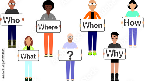 inclusive people holding placard billboard cartoon illustration set in vector format