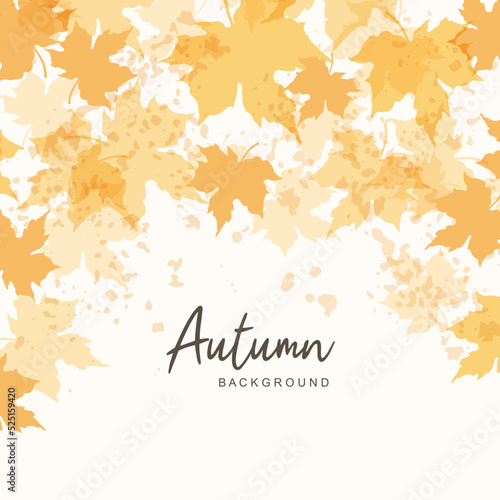 Abstract background with autumn falling leaves. Thanksgiving and Harvest Day. Leaf fall frame. Watercolor yellow maple leaves. Vector illustration