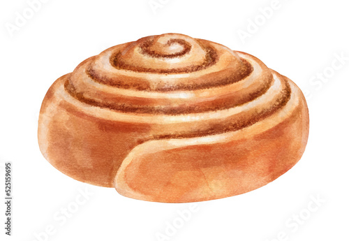 Watercolor vector illustration of Cinnamon Roll