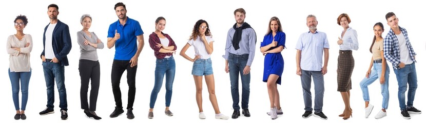 Casual people set gesture on white
