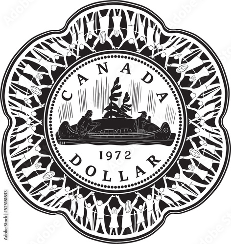 canada dollar coin with indians and frame