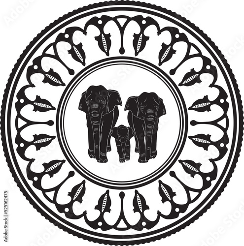 african elephant family vector design with frame