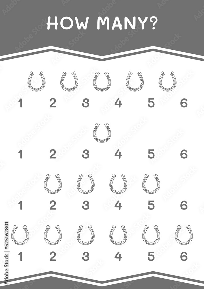 How many of Horseshoe, game for children. Vector illustration