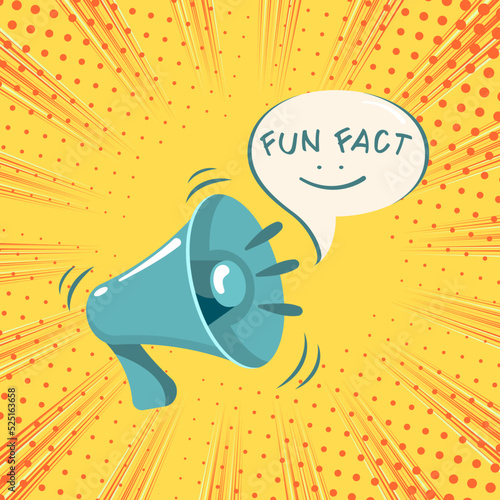 Banner square funny facts in pop art style.Vector illustration of a comic background with loudspeaker.