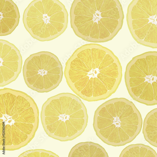 レモン断面パターン薄黄バック_正方形