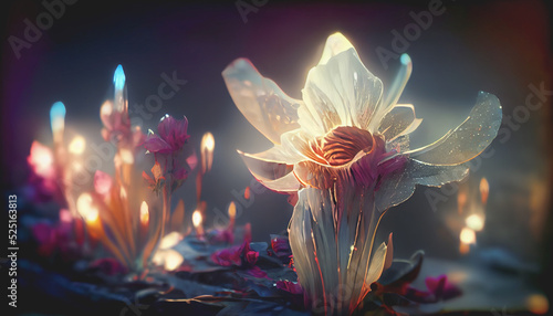 Gorgeous fantasy flower, Beauty and fresh spring collection. 3D Digital art background.