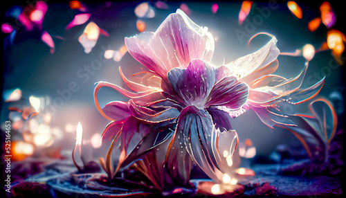 Gorgeous fantasy flower  Beauty and fresh spring collection. 3D Digital art background.