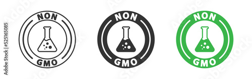 Non GMO labels. Healthy organic food concept. Vector illustration.