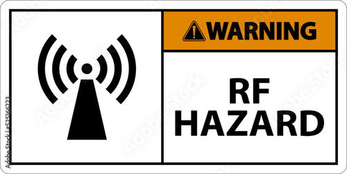 Warning RF Hazard Sign On White Background