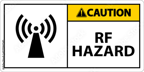 Caution RF Hazard Sign On White Background