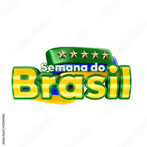 Stamp brazilian week 3d render for marketing campaign composition