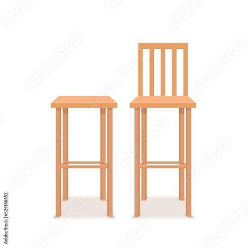 Chair wooden cartoon furniture. Stool vector seat modern wood chair