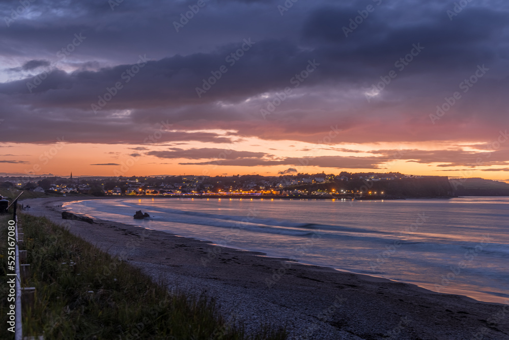Ballycastle beach summer twilight nightscape, Ballycastle, Causeway coastal route, County Antrim, Northern Ireland Ballycastle beach summer twilight nightscape, Ballycastle, Causeway coastal route, County Antrim, Northern Ireland