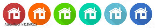 House, home icon set, flat design vector illustration in 6 colors options for webdesign and mobile applications
