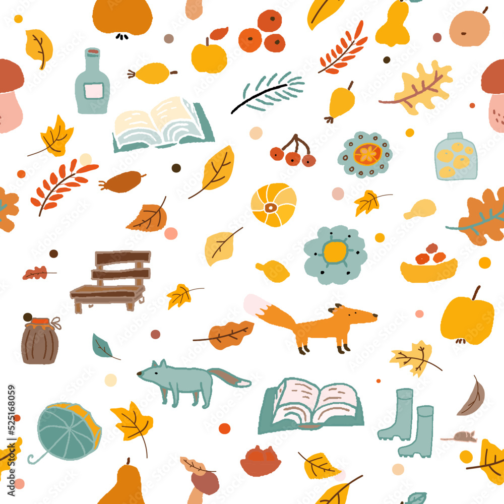 Naklejka premium autumn seasonal vector seamless pattern