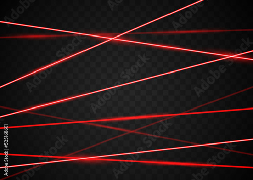 Laser beam red light. Vector laser beam line ray glow effect energy