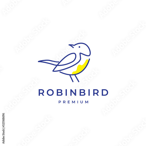 lines art abstract robin bird logo design
