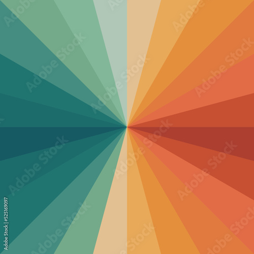70s retro rainbow rays vector background
