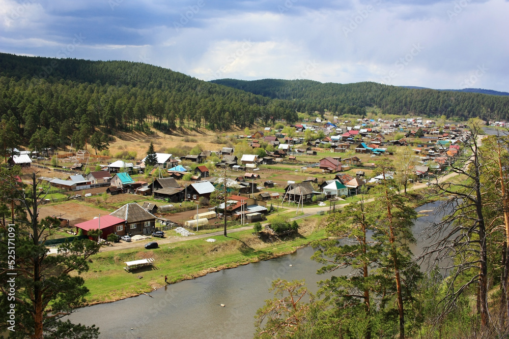 Peasant Tatar village on the river bank