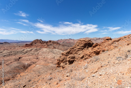 View of red rock formations at Lake Mead Recreation Area in Nevada