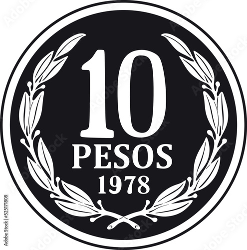 chile coin 10 cent handmade design vector