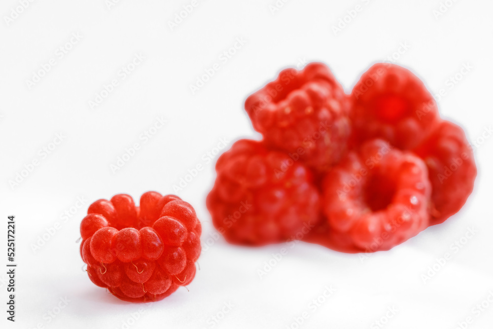 Ripe raspberries isolated on white background cutout Ripe raspberries isolated on white background cutout