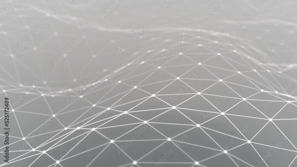 3d Modern slow wavy abstract geometric motion graphics background of a interconnected dots mesh pattern 4k looping animation