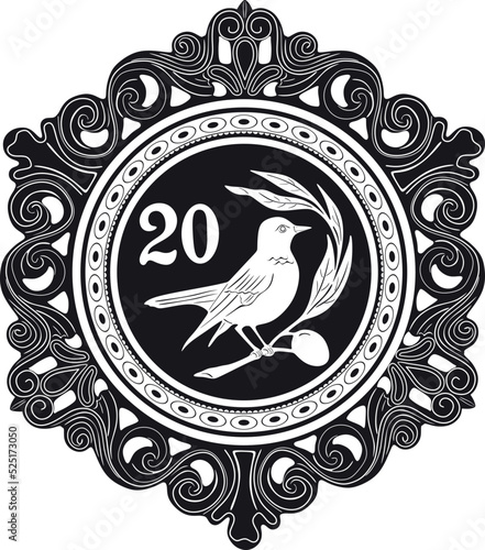cyprus coin 20 cent vector design with bird