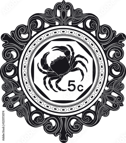 cyprus coin 5 cent vector design with vintage frame