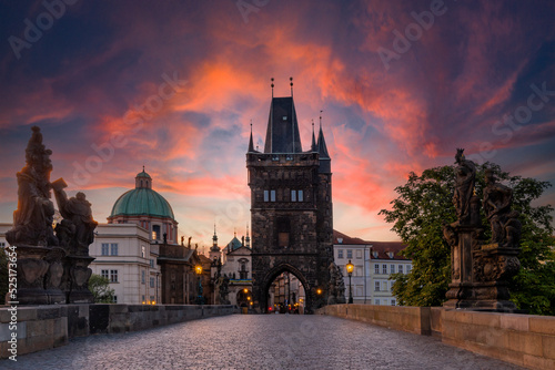 Charles Bridge view in Prague City photo