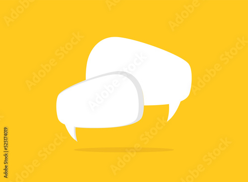 two big chat speech bubbles isolated on yellow background. Vector flat icon. Dialog, forum, message symbol. Conclusion, communication, education picture. Tint, hint, quote, citation. Help window.